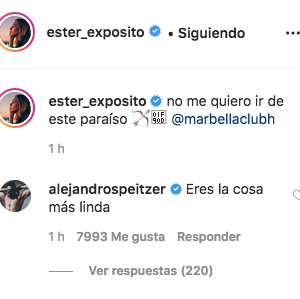 Alex Speitzer comenta foto Ester Expósito